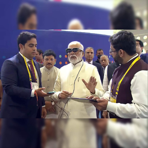 Indian Prime Minister Narendra Modi exploring our team-built product experience, alongside our CEO and Akash Ambani